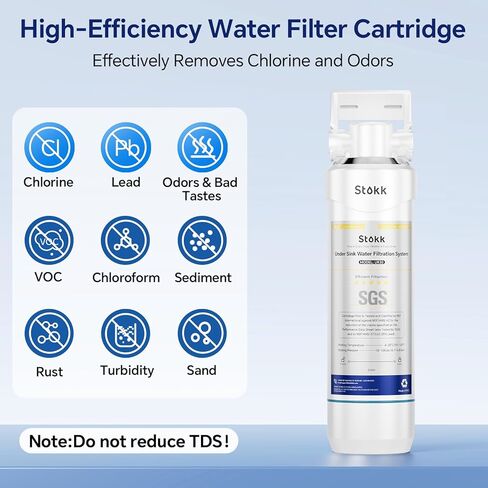 Stokk UR30 Under Sink Water Filter, Reduces Chlorine Bad Taste & Odor, 16000 Gallons Under Counter Water Filter Direct Connect to Kitchen Faucet, NSF/ANSI 42&372 in Saudi Arabia