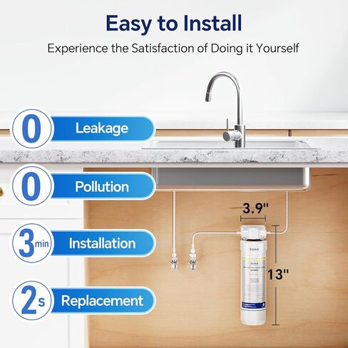 Stokk UR30 Under Sink Water Filter, Reduces Chlorine Bad Taste & Odor, 16000 Gallons Under Counter Water Filter Direct Connect to Kitchen Faucet, NSF/ANSI 42&372 in Saudi Arabia