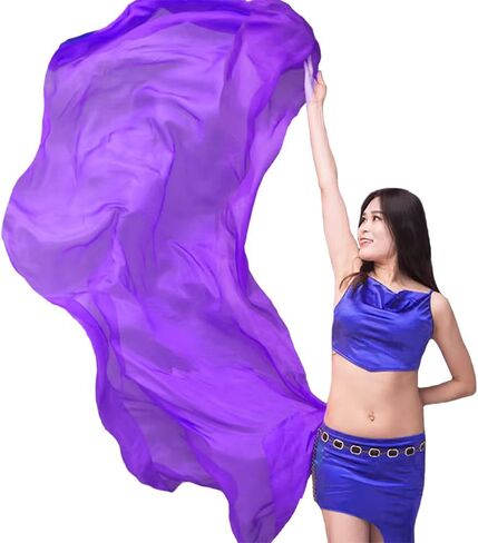 Nimiman 98"x45" Women Chinese Real Silk Belly Dance Veils Dancer Hand Scarves Gradual Colors in Saudi Arabia