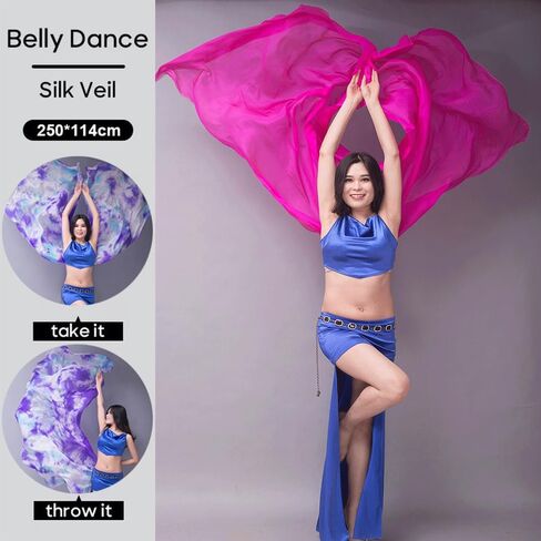 Nimiman 98"x45" Women Chinese Real Silk Belly Dance Veils Dancer Hand Scarves Gradual Colors in Saudi Arabia