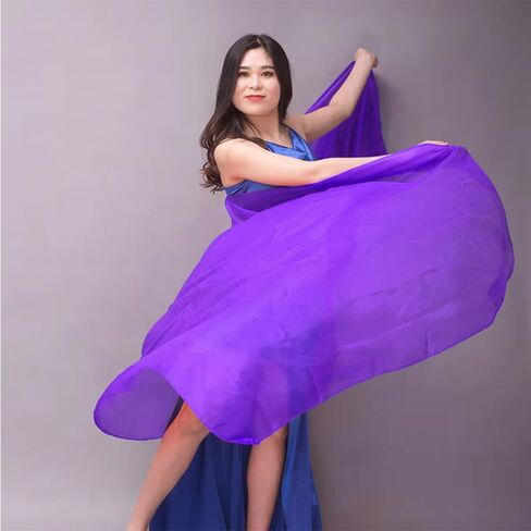 Nimiman 98"x45" Women Chinese Real Silk Belly Dance Veils Dancer Hand Scarves Gradual Colors in Saudi Arabia