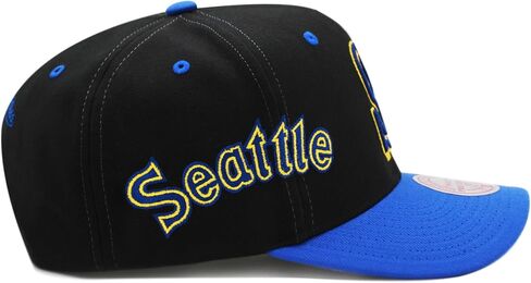 Mitchell & Ness Seattle Mariners Cooperstown MLB Overbite Pro Snapback Hat Cap - Black/Royal in Kuwait