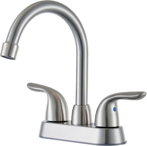 صنبور الحمام Vccucine بالنيكل المصقول ، 2 مقبض الحمام صنبور ، مراكب 4 بوصات صنبور بالوعة الحمام ، 360 ° Spout Spout Bath RV Varucet in Kuwait