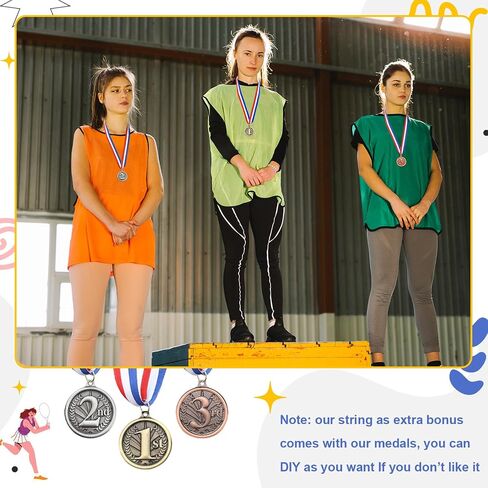Award Medals 1st 2nd 3rd Place Medals for Awards Winner Medal Gold Silver Bronze Medal with Neck Ribbon Trophy Award for Sports Competitions Party 2 Inches in Kuwait