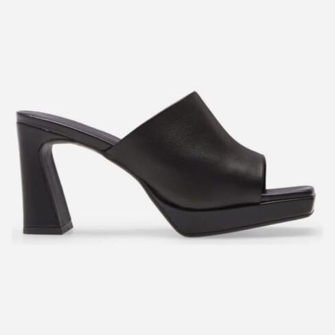Womens Platform Chunky Heels Mules Square Open Toe High Heeled Sandals Slip On Slides Dress Shoes in Kuwait