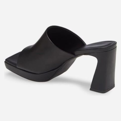 Womens Platform Chunky Heels Mules Square Open Toe High Heeled Sandals Slip On Slides Dress Shoes in Kuwait