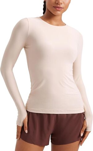 CRZ YOGA Womens Cloudweight Long Sleeve Workout Tops Lightweight Athletic Basic Shirts Soft Casual T-Shirt with Thumb Hole in Saudi Arabia