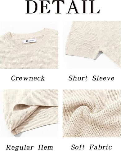 Runcati Mens Knit Short Sleeve T-Shirts Casual Crewneck Cotton Stretch Pullover Tees Summer Textured Tops in Saudi Arabia