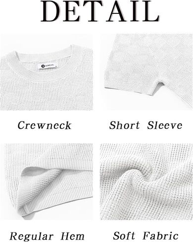 Runcati Mens Knit Short Sleeve T-Shirts Casual Crewneck Cotton Stretch Pullover Tees Summer Textured Tops in Saudi Arabia