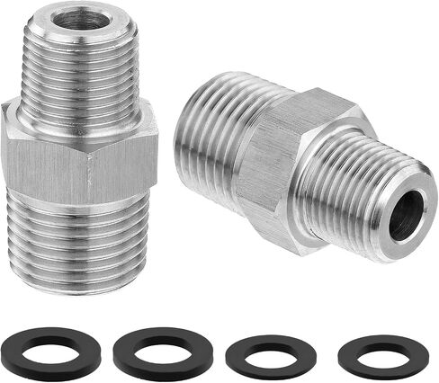 RV Faucet Adapter, 2 PCS 1/2 to 3/8 Reducer Faucet Adapter Stainless Steel 3/8 Compression Fittings for RV Kitchen Plumbing Water Hose Pipe Connector with Rubber Washer in Saudi Arabia