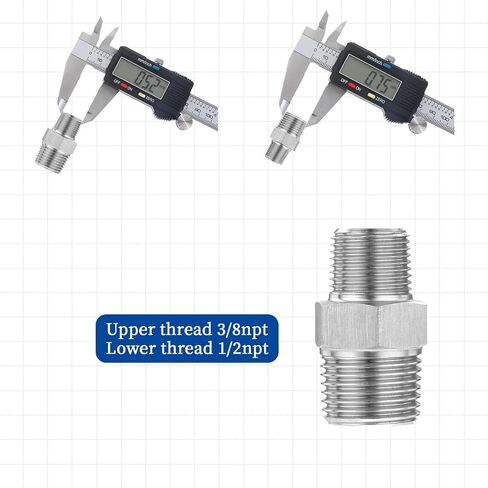 RV Faucet Adapter, 2 PCS 1/2 to 3/8 Reducer Faucet Adapter Stainless Steel 3/8 Compression Fittings for RV Kitchen Plumbing Water Hose Pipe Connector with Rubber Washer in Saudi Arabia