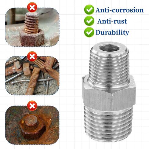 RV Faucet Adapter, 2 PCS 1/2 to 3/8 Reducer Faucet Adapter Stainless Steel 3/8 Compression Fittings for RV Kitchen Plumbing Water Hose Pipe Connector with Rubber Washer in Saudi Arabia