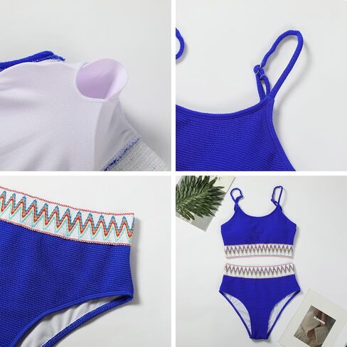 adisputent womens عالية الخصر مجموعات بيكيني مغرفة لون رقب كتلة السباحة الرجعية بدلات الاستحمام قطعتين in Kuwait