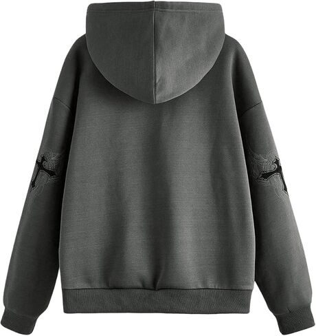 SweatyRocks Women's Y2k Zip Up Hoodies Gothic Graphic Cross Print Grunge Baggy Sweatshirt Jacket in Saudi Arabia