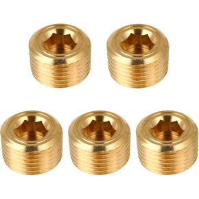5 PCS 1/2 "npt male brass pipe plug pitting set brass hex hex counter sank pipe for extr end of the pipe ، internal hex socock pluct plug kit 1/2 inch in Kuwait