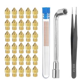 uxcell 3D Nozzles Kit, 30pcs 3D Printer Brass Nozzles 0.8mm, 5pcs Nozzle Cleaning Needles, with a Socket Wrench and a Tweezer, for 1.75mm Ender3 Series