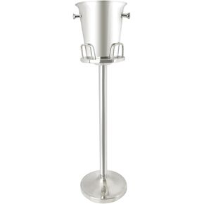 Silver Ice Bucket with Stand, Handles, Scoop and Bottle Opener, 1.3 Gallon Ice Cooler Bucket for Beer, Wine Chiller, Outdoor or Indoor Use