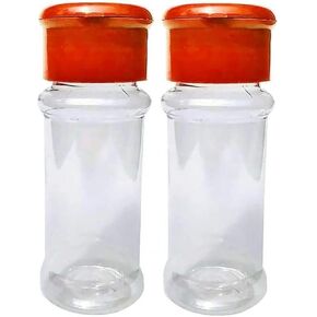 2PCS Red Plastic Clear Salt Pepper Shaker Seasoning Jar Vinegar Cruet BottlePot Kitchen Accessories Convenient Salt Shakers