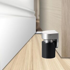 Door Stoppers – Robust Magnetic Door Stopper and Holder for Enhanced Door Security, Fit for Doors Under 2.5 inches – Anti-Rust Stainless Steel Door Stops (1, Silver Black 1PCS)
