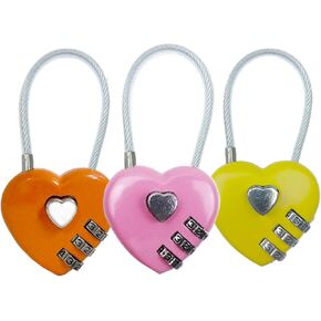 Heart Shaped Padlock,Love Padlock,Small Locker Locks,Love Lock for Jewelry Storage Box Locker Decor Valentine Gift,Combo Lock,Gym Locker Lock (3PCS)