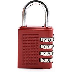 Pumelo 4-Digit Combination Padlock Locks for School Gym Locker, Sports Locker, Fence, Toolbox, Case, Outdoor, Fence, Hasp and Storage (Red)