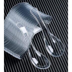 50 PCS Disposable Clear Plastic Spoons,Asian Soup Spoons,Chinese Spoons,tasting spoon,front dish spoon,Plastic Cutlery(Clear round bottom)