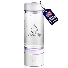 LevelUpWay 2025 Hydrogen Water Bottle Generator with SPE PEM Technology– Up to 4000 PPB – Dual Chamber – 250ml – (White) – Enhanced Hydration Solution