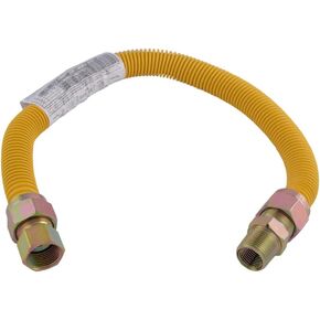 Eastman 24 Inch x 1 Inch OD Gas Line Connector with 3/4 Inch MIP x 3/4 Inch FIP Fitting Ends for Natural Gas and Liquid Propane, Stainless Steel, Yellow, 40YE545524B