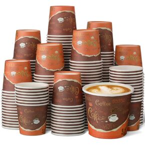 Funtery 200-Piece Disposable Espresso Coffee Cups - 3 oz Small Paper Cups for Coffee, Tea, Cocoa, Juice - Mini Disposable Paper Cups for Cafes, Offices, and Home
