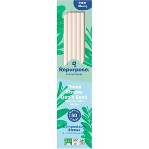 Repurpose Compostable Straws, 300 Count, Plant-Based, BPA & PFAS Free, Non-Toxic, Recyclable Packaging