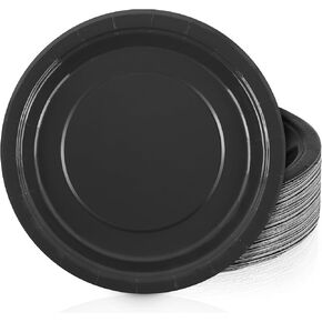 72 Pieces 9 Inch Black Paper Plates Disposable Heavy Duty Paper Plates Sustainable Dinner Dessert Plates Decorative Paper Plates Bulk for Parties, Holidays, Picnics
