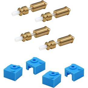 Large 3D Printer Artist-D & Pro Metal 0.4mm Nozzle for High Temperature Matrial not for PLA 4pack and 4pcs Heated Silicone Sock