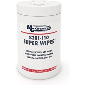 MG Chemicals Dry Wipes for Electronics - Lint Free, 6"x8" 100% Polyester Non-Woven Wipes, 110 Wipes per tub