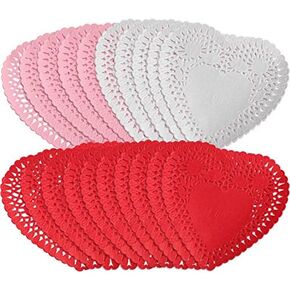 Chuangdi 250 Pieces Heart Doilies Heart Paper Doilies Mini Valentine Doilies for Valentine's Day Wedding Party Decoration Ornaments