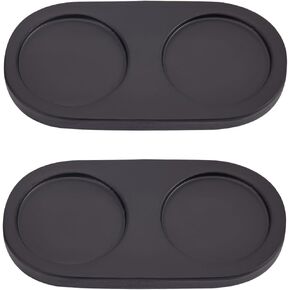 GORGECRAFT 2Pcs Salt and Pepper Mill Tray Wooden Pepper Grinder Rest Holder Dining Table Protector Shakers Salt Accessories for 2 Mills Kitchen Storage Home Decoration Crafts Black 5.87x2.95inch