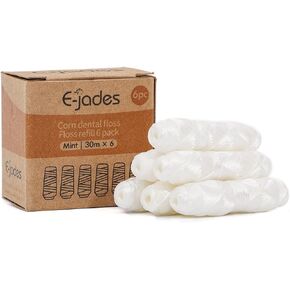 Silk Dental Floss Refills Biodegradable, 6 Pack-6 x 33 Yards, Organic Natural Dental Floss, Vegan, Eco-Friendly, Plastic-Free, Cruelty-Free, Natural Oral Care, Fits Standard Dispensers,Shred-Resistant