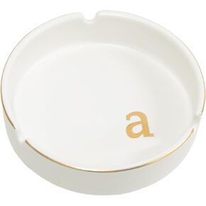 COLLECTIVE HOME - Luxurious Ceramic Ashtray with Gold Edging & Embossed Gold Lettering, Elegant Design, Ideal Gift for Birthdays, Anniversaries, Father’s Day, or Boyfriend (r)