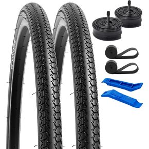 YUNSCM 2-PCS 26x1 3/8 (37-590) and 26x1 3/8 Heavy Duty Bike Tubes Schrader Valve with 2 Rim Strips Compatible with 26 x 1 3/8 26x1 3-8 Bike Bicycle Tires and Tubes (Y-385)