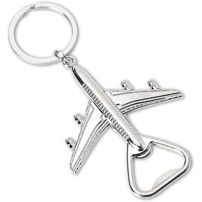 Airplane Bottle Opener Keychain for Pilot Gifts for Women Men Aircraft Bottle Opener for Aviation Lover Keychains for Family Friend Birthday Christmas Gifts for Dad Uncle