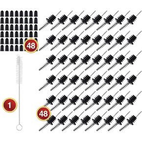48 Pack Stainless Steel Classic Bottle Pourers with Rubber Dust Caps，For Alcohol Spouts Bottle Spout Liquor Bottle Pourers Pour Spouts，For Liquor Bottles Liquor Pourers liquor dispenser bar
