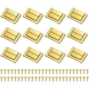 PATIKIL Toggle Catch Lock 1.5" x 1", 12Pack Metal Hasp Latch Rectangle Retro Style Clasp Latch for Jewellery Box Decoration Suitcase Toolbox, Gold