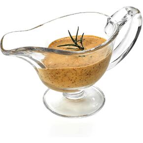 G Glass Gravy Boat For Gravy Warming Sauces Salad Dressings Milk Broth Coffee Creamer Dishwasher Safe 10 oz, Crystal Clear