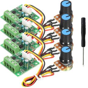 4 pcs DC PWM Controller DC Motor Speed Controller Module 1.8 V to 15 V 2A Rotary Potentiometer Speed Adjustment 1803BW B100K with Screwdriver