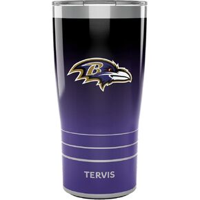 Tervis Traveler NFL Baltimore Ravens - Ombre Triple Walled Tumbler Cup Cup Cups يحافظ على المشروبات الباردة والساخنة ، 20 أوقية ، الفولاذ المقاوم للصدأ