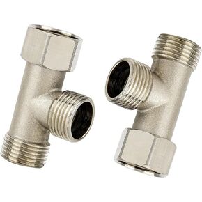 2Pack G3/8" Water Line Adapter Splitter Tee Valve, 3 Way Fridge Ice Maker Dishwasher Toilet Supply Line Connector Diverter Valve, Shower Hose Adapter, Brass Shower Arm Water Line Splitter