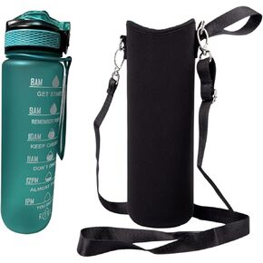 Motivational Water Bottle, Time Marker Water Bottle, Premium Leakproof Design with Straw, Bpa-Free Thick and Durable Buckle Strap Water Bottle, Perfect for Workouts and Hiking