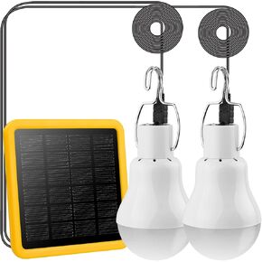 Lampelc Solar Light Bulbs for Indoor Home and Chicken Coop, Outdoor Waterproof Camping Lamps for Tent, Rechargeable LED Solar Lights for Shed, Night Emergency Power Outage, and Outside Use, White