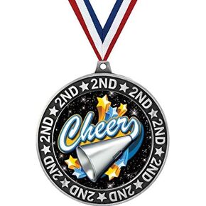 Cheerleading Second Place Medals, 2 3/4" Silver Cheer Trophy Medal Award Prime