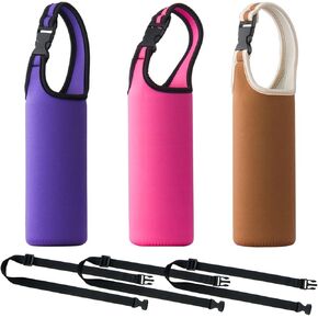 3PCS Water Bottle Carrier with Shoulder Strap 16oz-21oz, TuNan Neoprene Sleeve Cup Holder Pouch with Carrying Handle for All Portable Sport Water Bottle