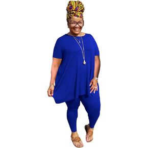 YeGine Women Plus Size 2 Piece Outfits Short Sleeve Top and Legging Pant Set Lounge Sets Tracksuit